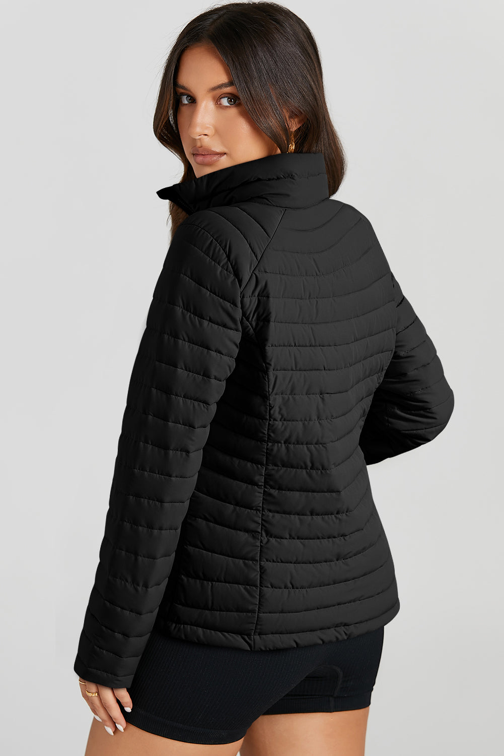 Turtleneck Zip Up Long Sleeve Jacket - Charming Charlie