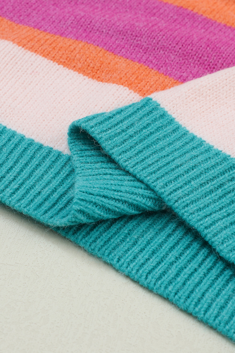 Striped Round Neck Drop Shoulder Sweater - Charming Charlie