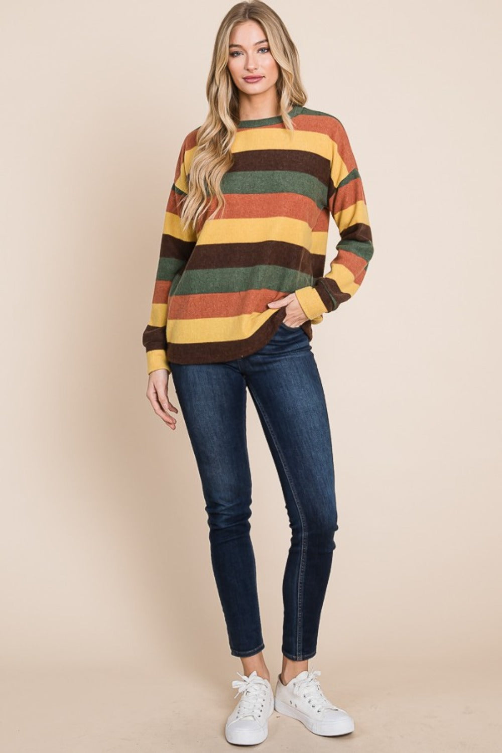 BOMBOM Multi-Color Striped Knit Top - Charming Charlie