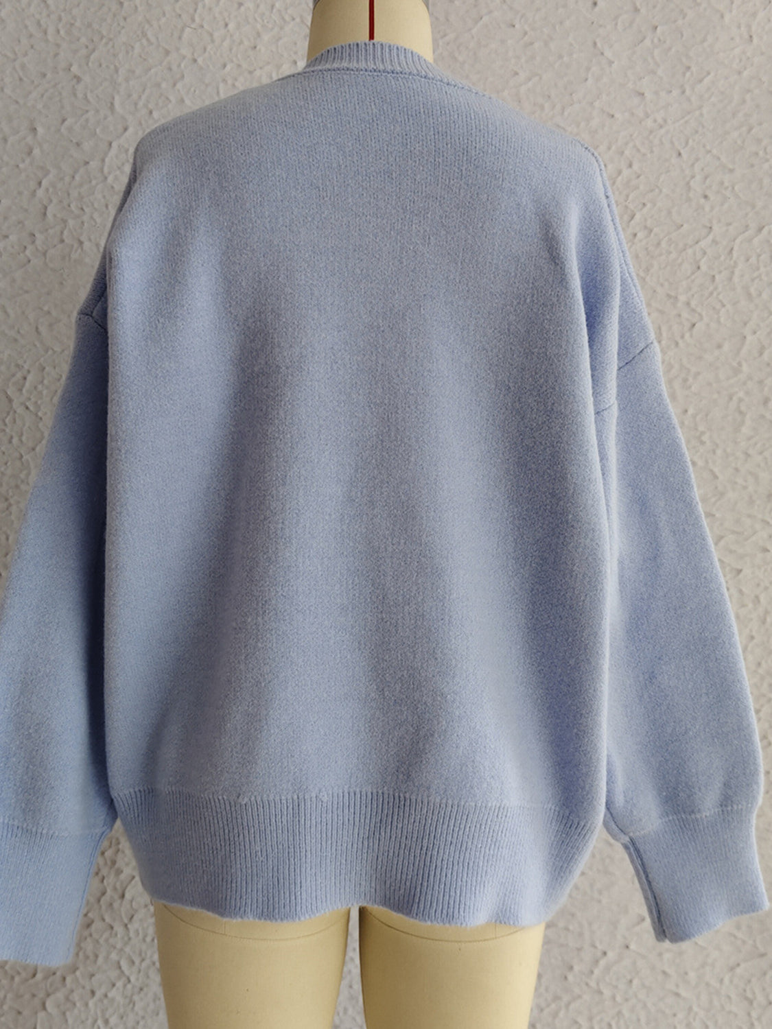 Flower Round Neck Long Sleeve Sweater - Charming Charlie