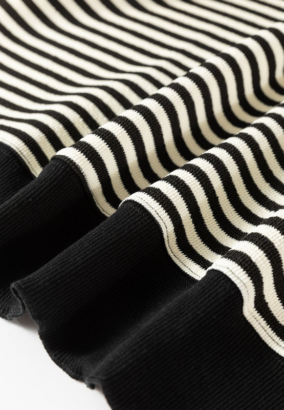 Striped Round Neck Long Sleeve Sweatshirt - Charming Charlie