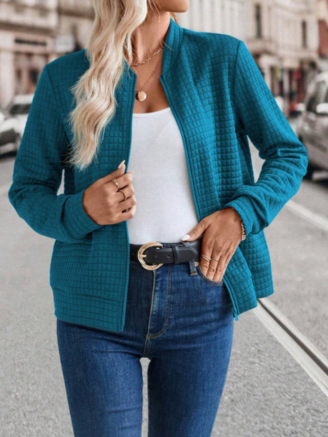 Zip Up Long Sleeve Jacket - Charming Charlie