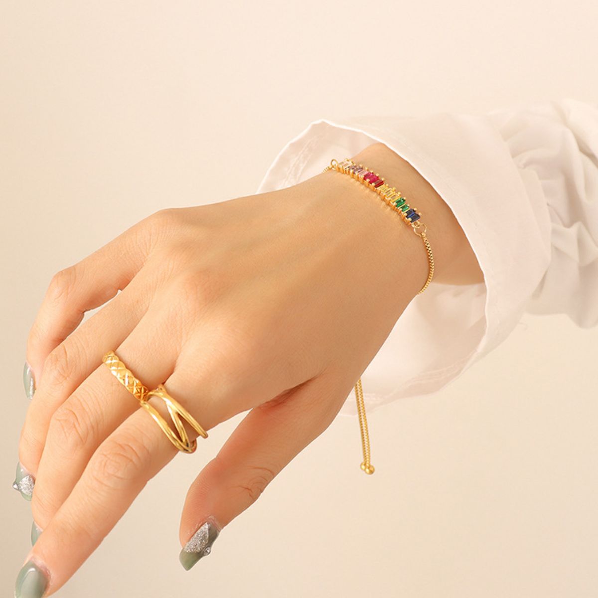 Contrast Zircon Titanium Steel Bracelet - Charming Charlie