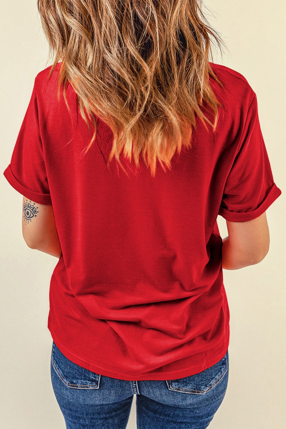 Sequin Star Round Neck Short Sleeve T-Shirt - Charming Charlie