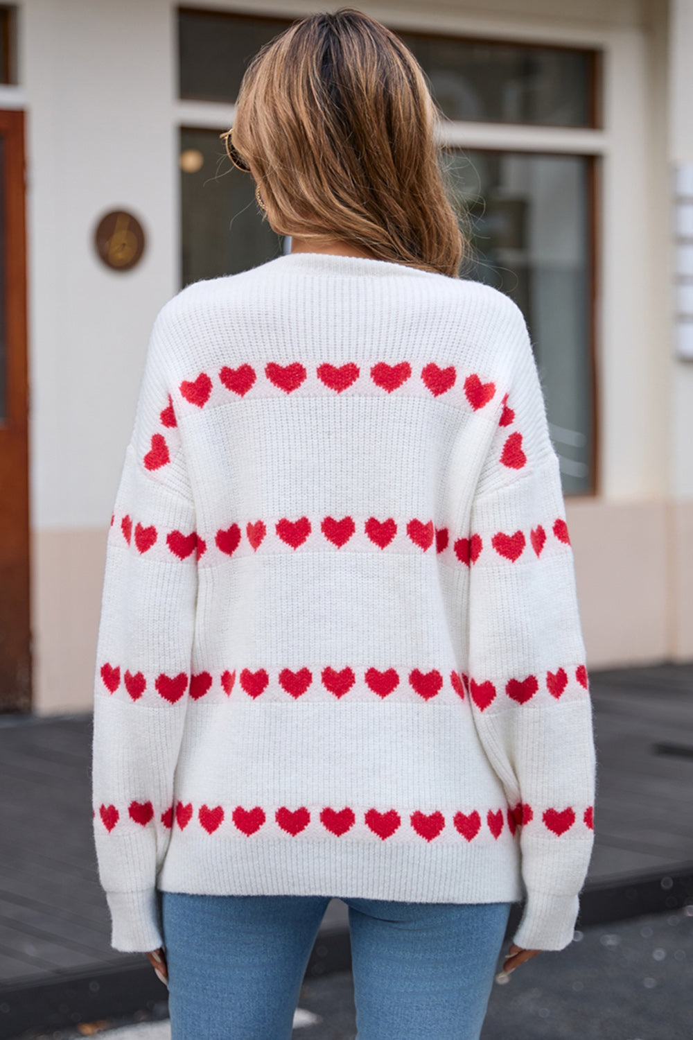 Angel Wings Heart Round Neck Long Sleeve Sweater - Charming Charlie