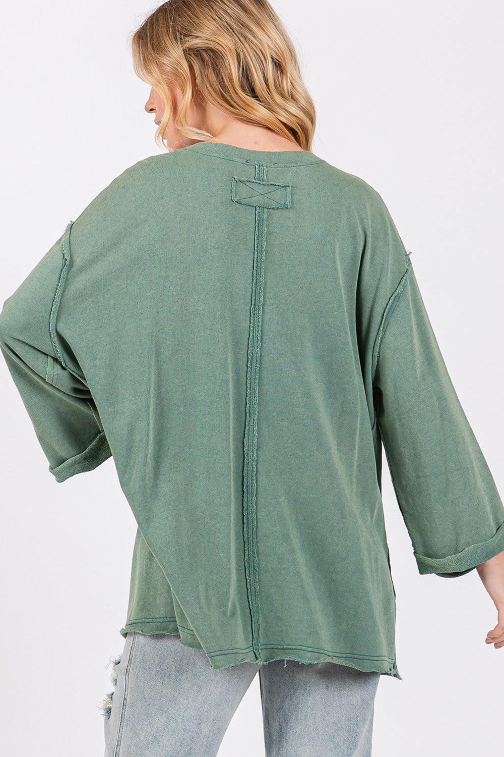 SAGE + FIG Full Size American Flag Patch Drop Shoulder T-Shirt - Charming Charlie