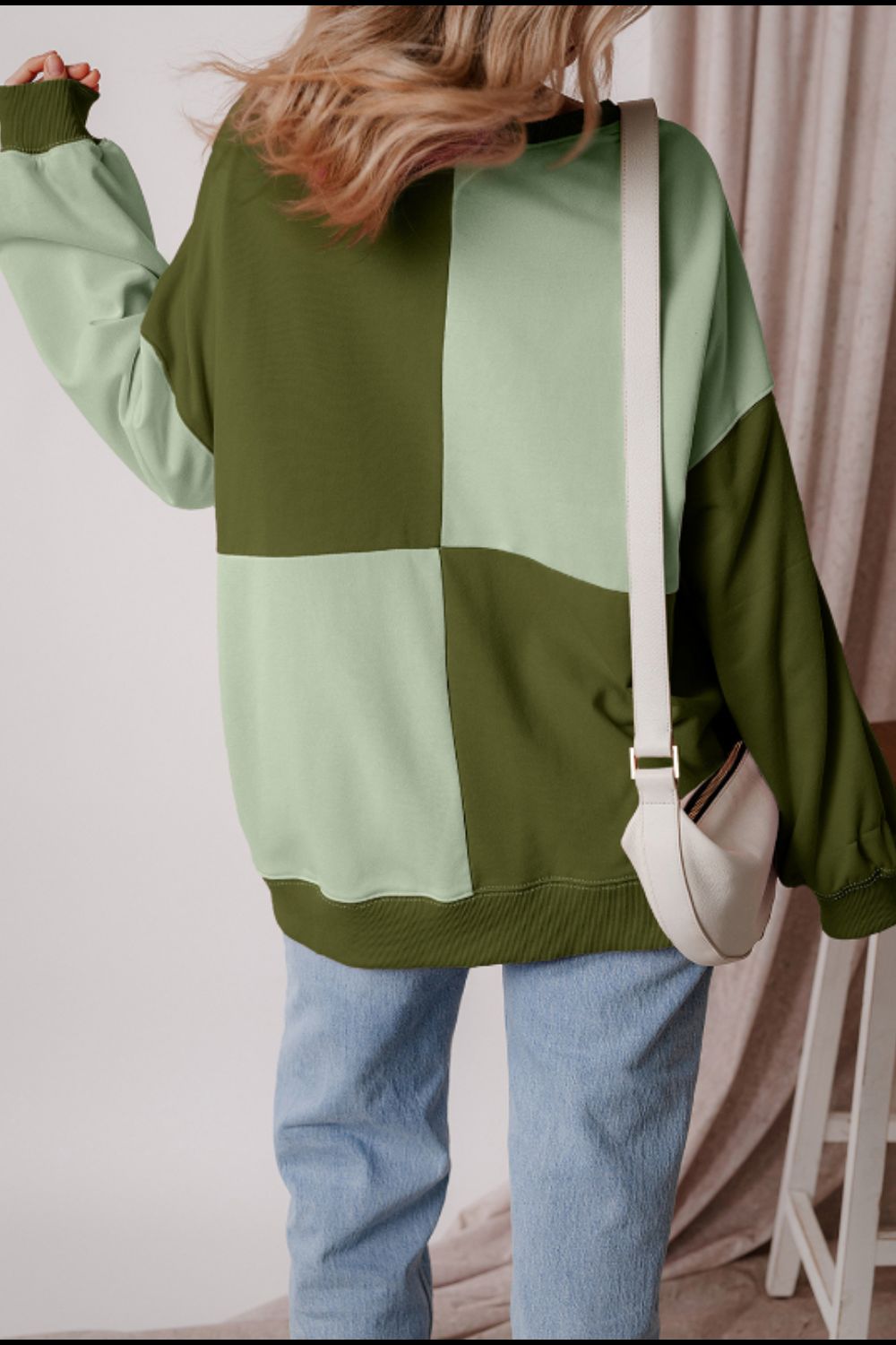 Color Block Half Button Long Sleeve Sweatshirt - Charming Charlie