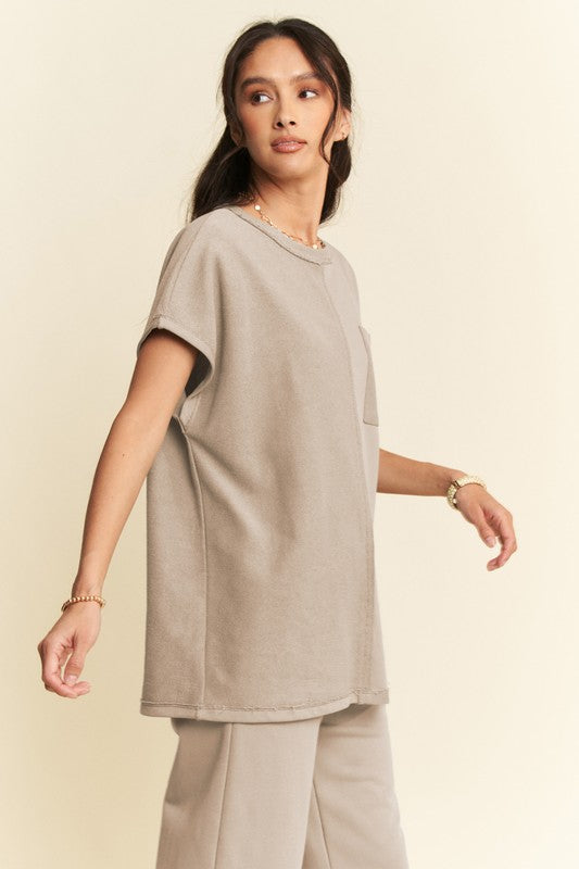 Davi & Dani Round Neck Short Sleeve Top and Pants Set - Charming Charlie