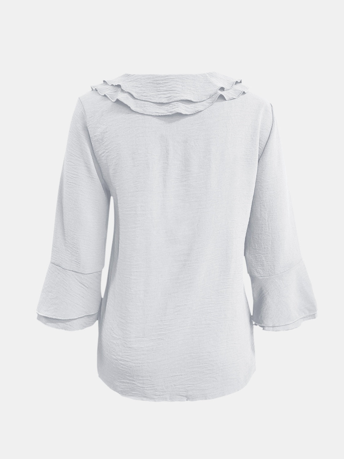 Full Size Ruffled V-Neck Flounce Sleeve Blouse - Charming Charlie