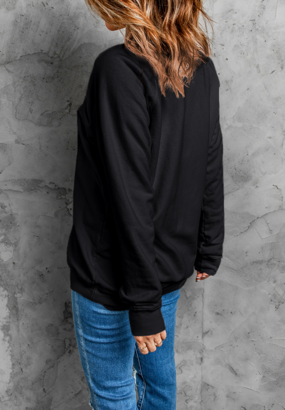 Rhinestone Checkered Lucky Clover Round Neck Sweatshirt - Charming Charlie