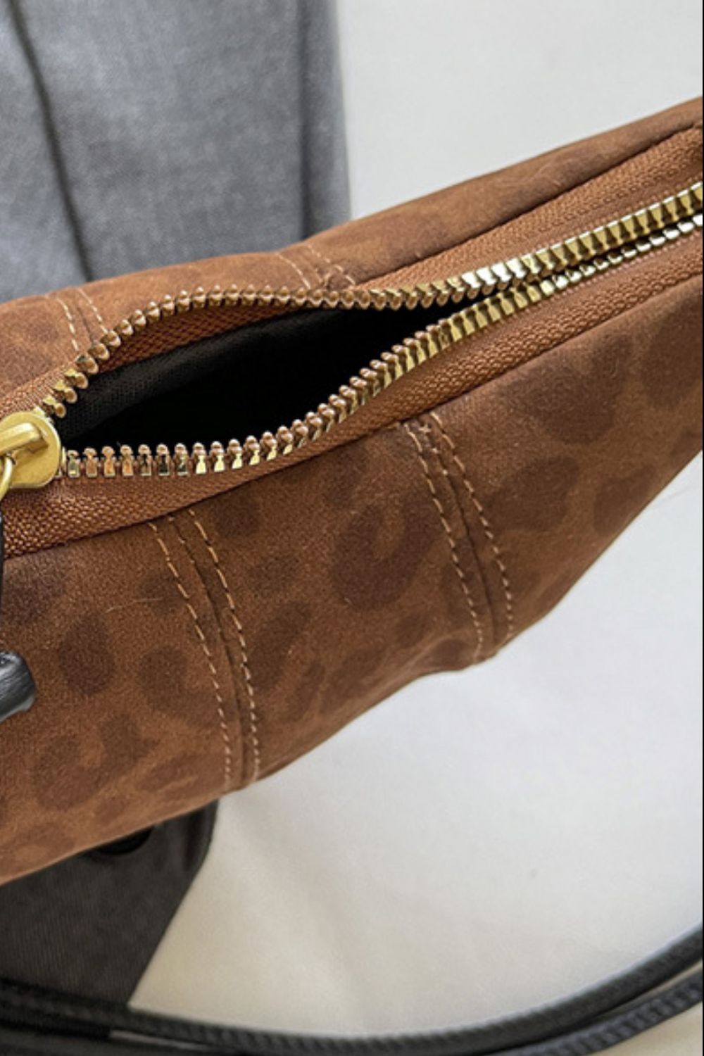 PU Leather Strap Suede Shoulder Bag - Charming Charlie
