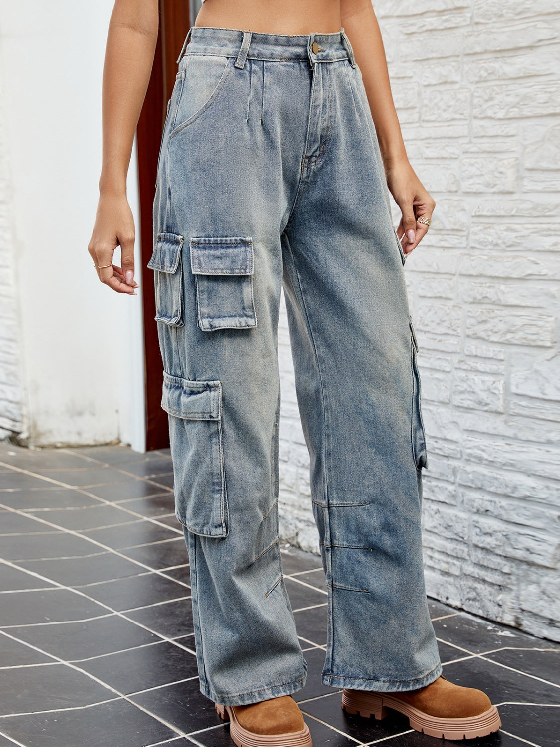 Washed Jeans with Pockets - Charming Charlie