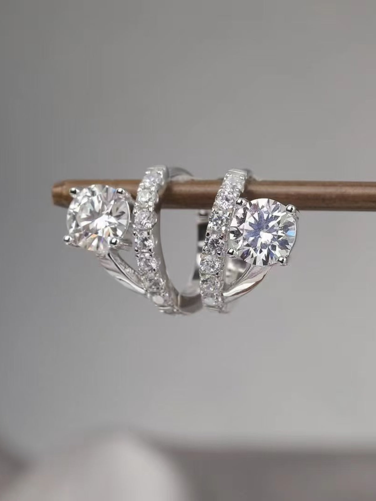 2 Carat Moissanite 925 Sterling Silver Huggie Earrings - Charming Charlie