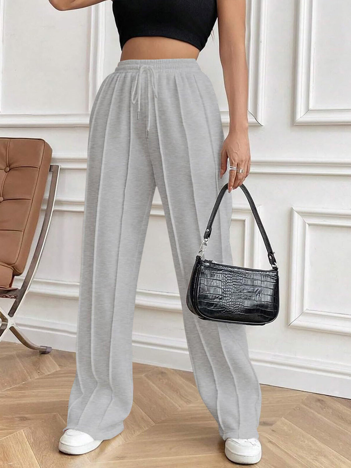 Drawstring Elastic Waist Pants with Pockets - Charming Charlie