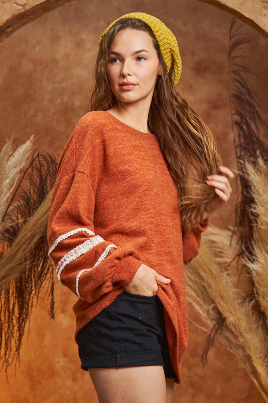 SLEEVE WITH TWEED TRIM TUNIC - Charming Charlie