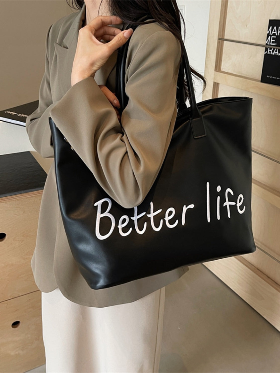 BETTER LIFE PU Leather Tote Bag - Charming Charlie