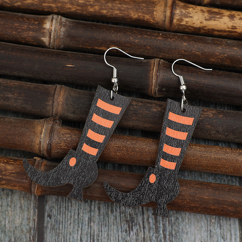 Alloy Wooden Boots Earrings - Charming Charlie