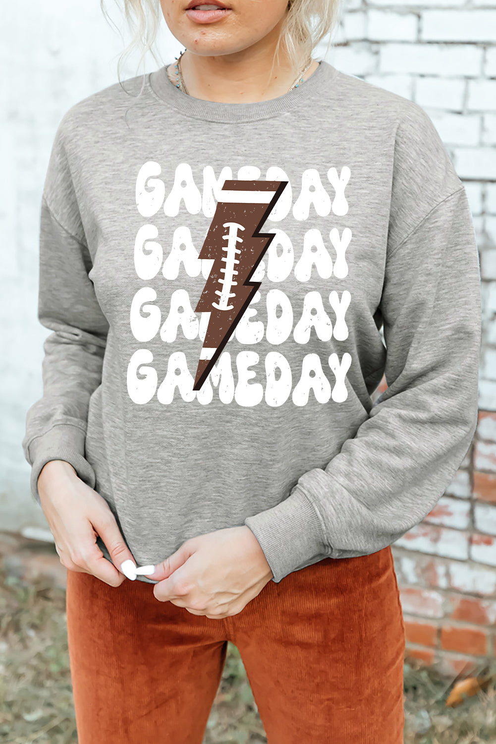 GAME DAY Round Neck Long Sleeve Sweatshirt - Charming Charlie