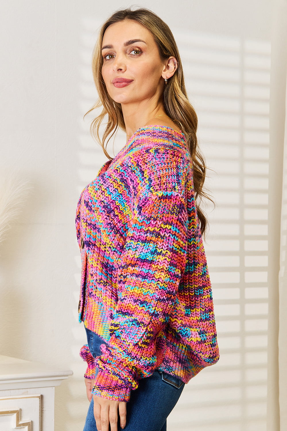 Angel Wings Woven Right V-Neck Long Sleeve Cardigan - Charming Charlie