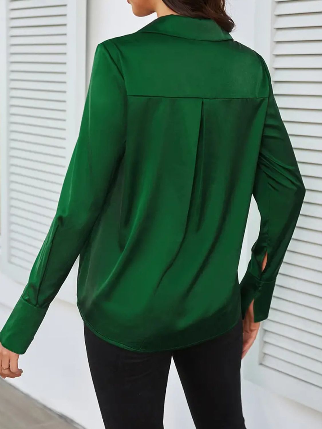 Button Up Collared Neck Long Sleeve Shirt - Charming Charlie