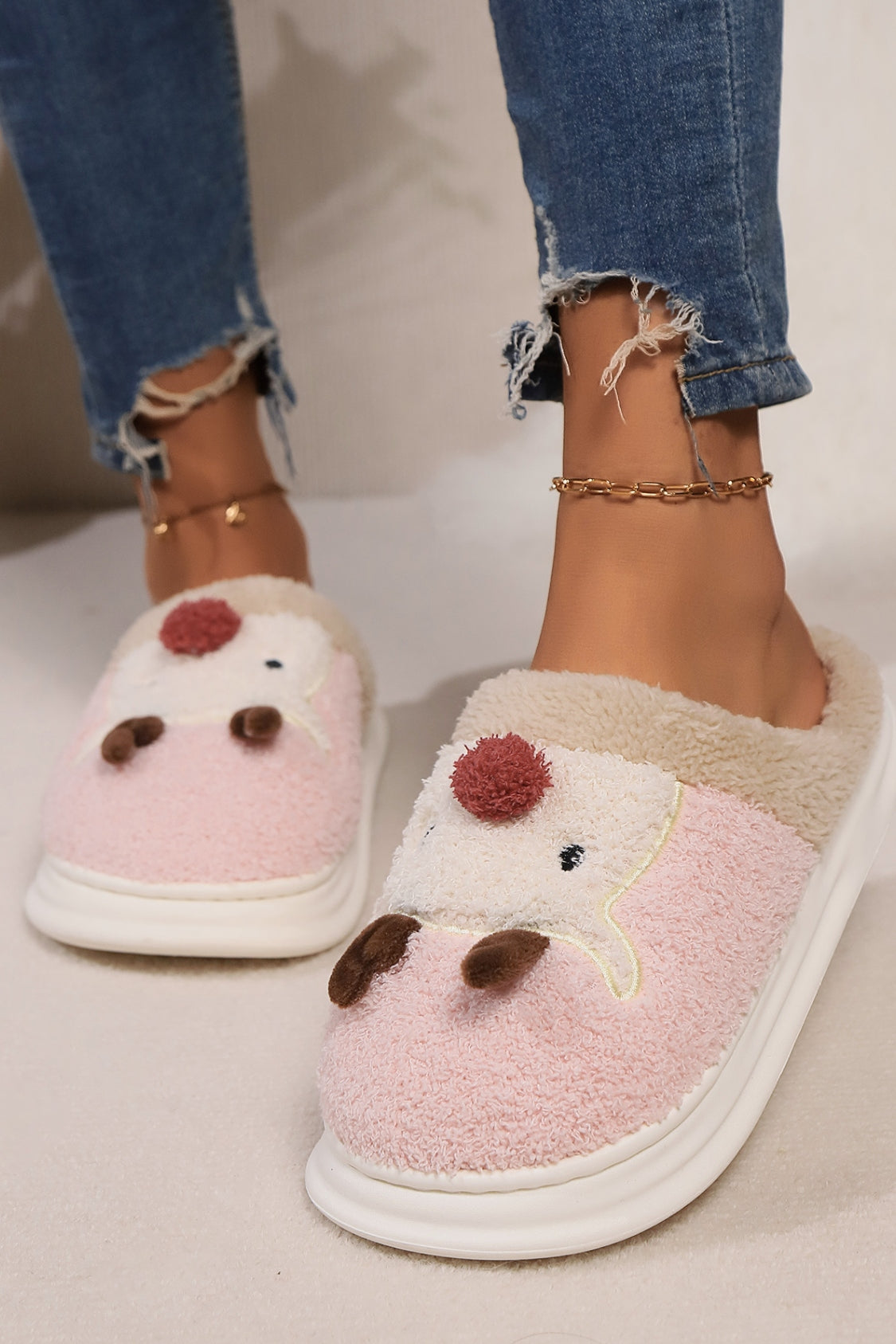 Elk Furry PVC Flat Slippers - Charming Charlie
