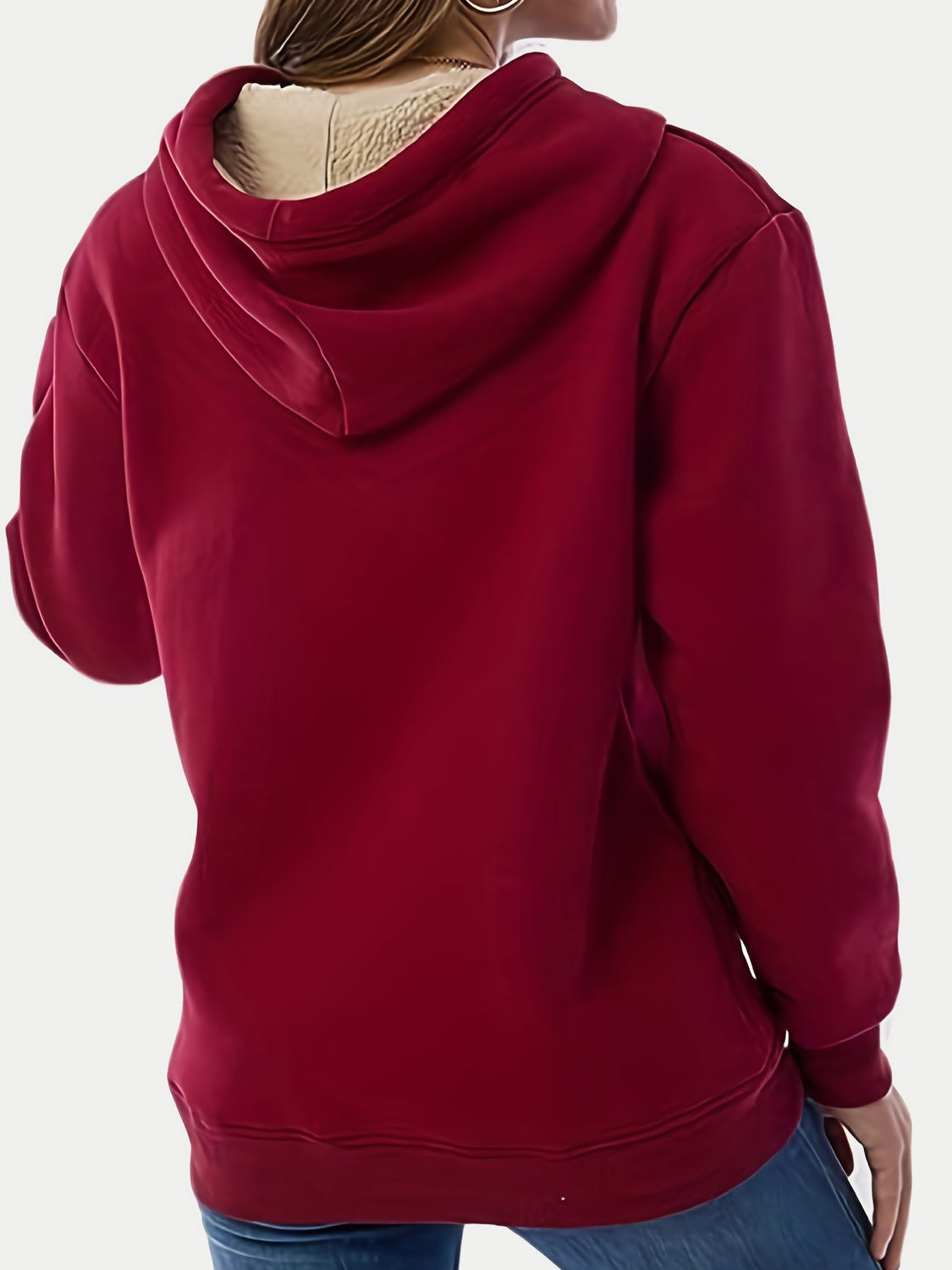 Drawstring Long Sleeve Hoodie with Kangaroo Pocket - Charming Charlie