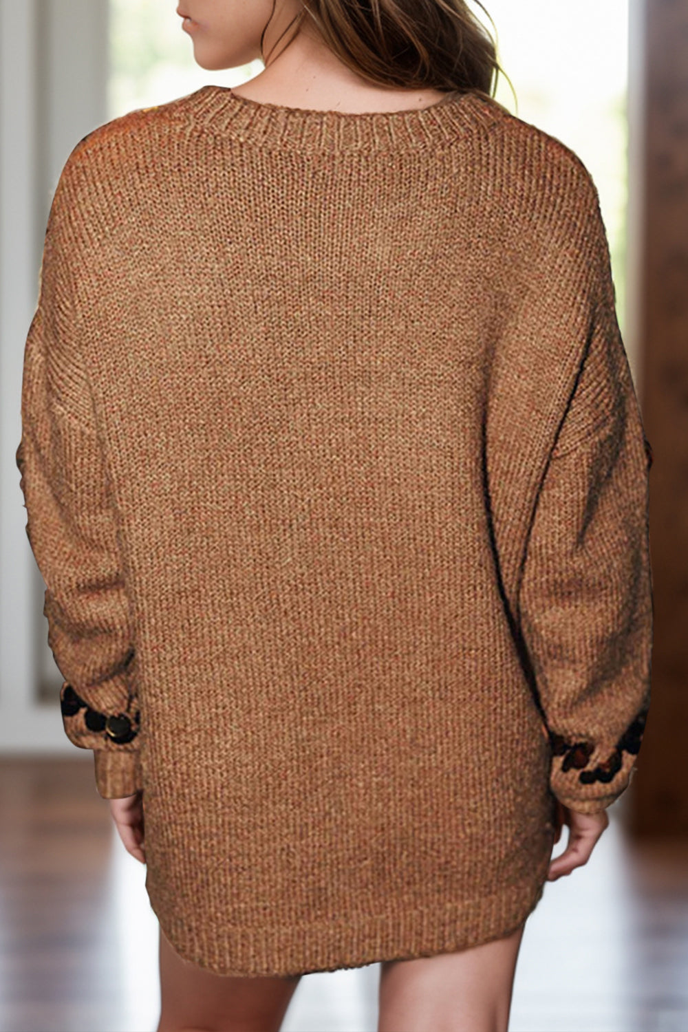 Sequin Round Neck Long Sleeve Sweater - Charming Charlie