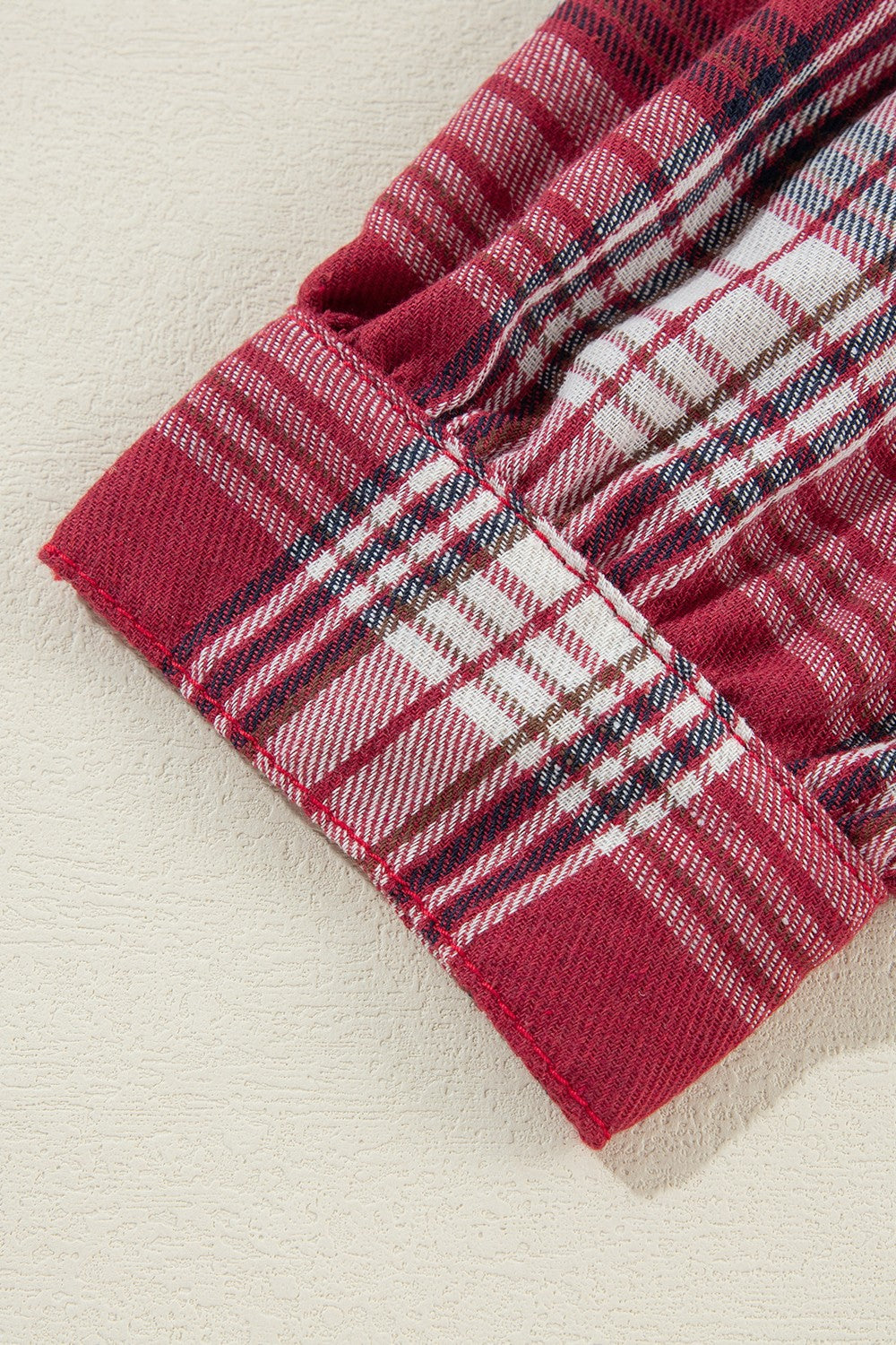 Raw Hem Drawstring Plaid Denim Jacket - Charming Charlie