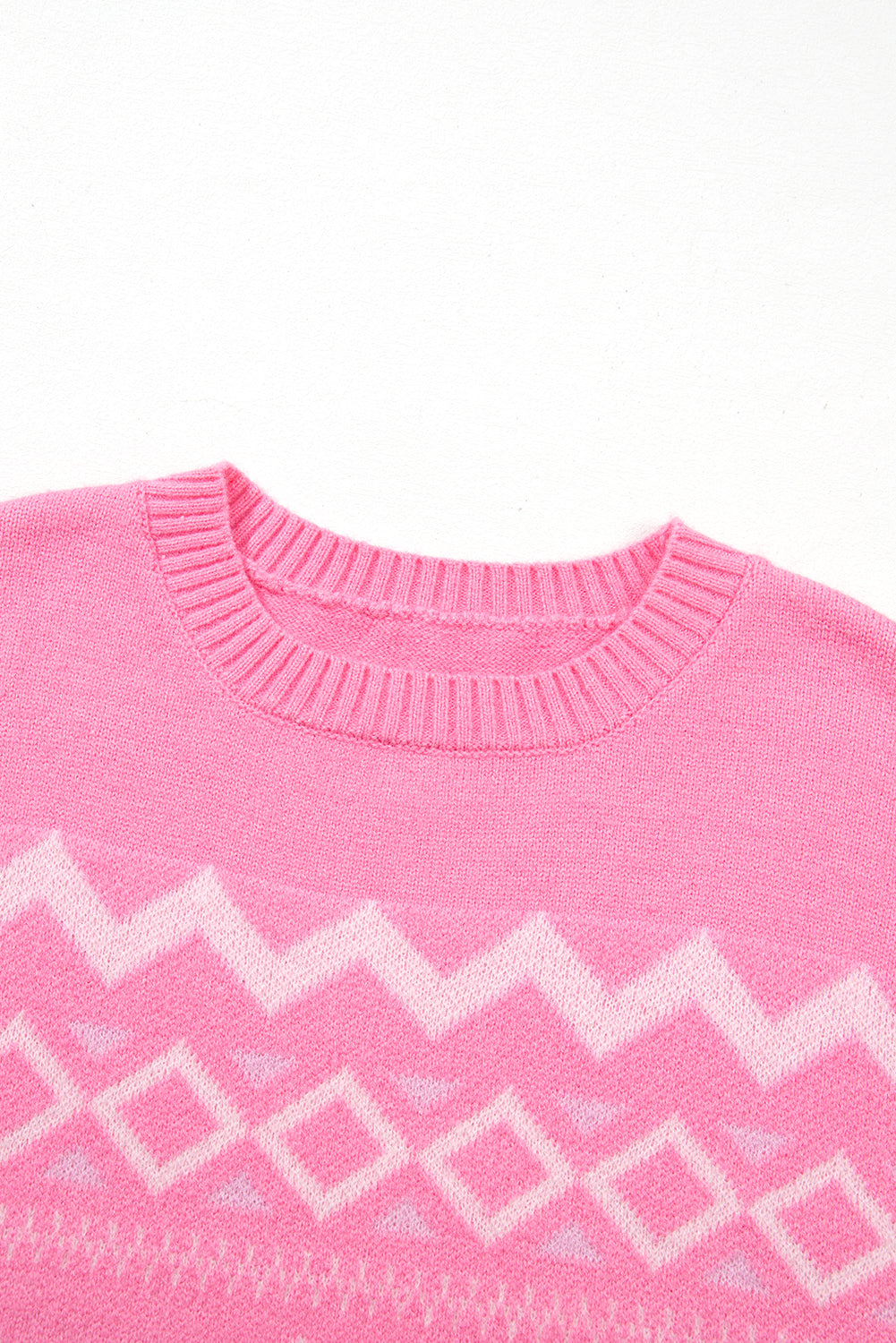 Geometric Drop Shoulder Long Sleeve Sweater - Charming Charlie