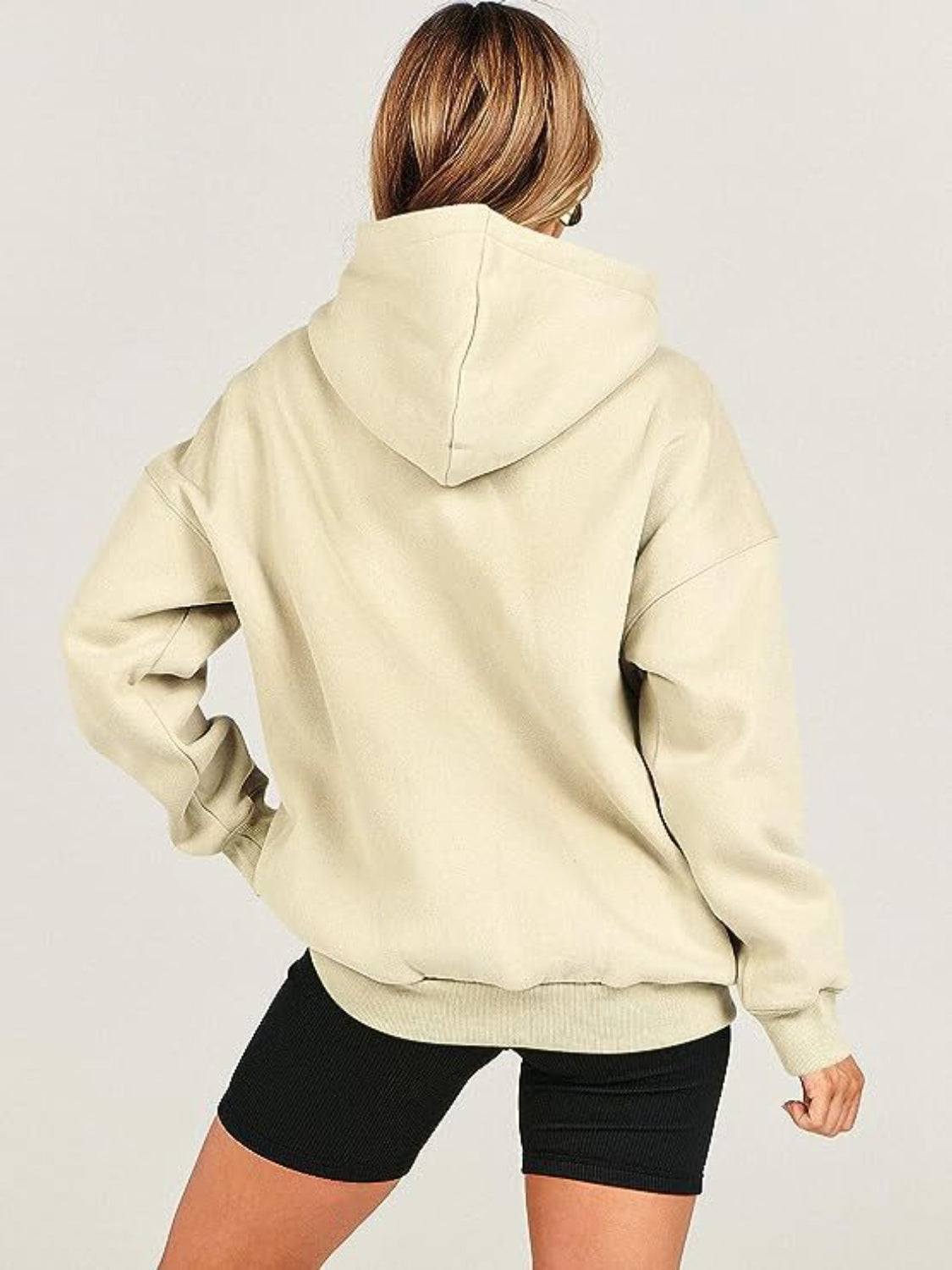 Dropped Shoulder Long Sleeve Hoodie - Charming Charlie