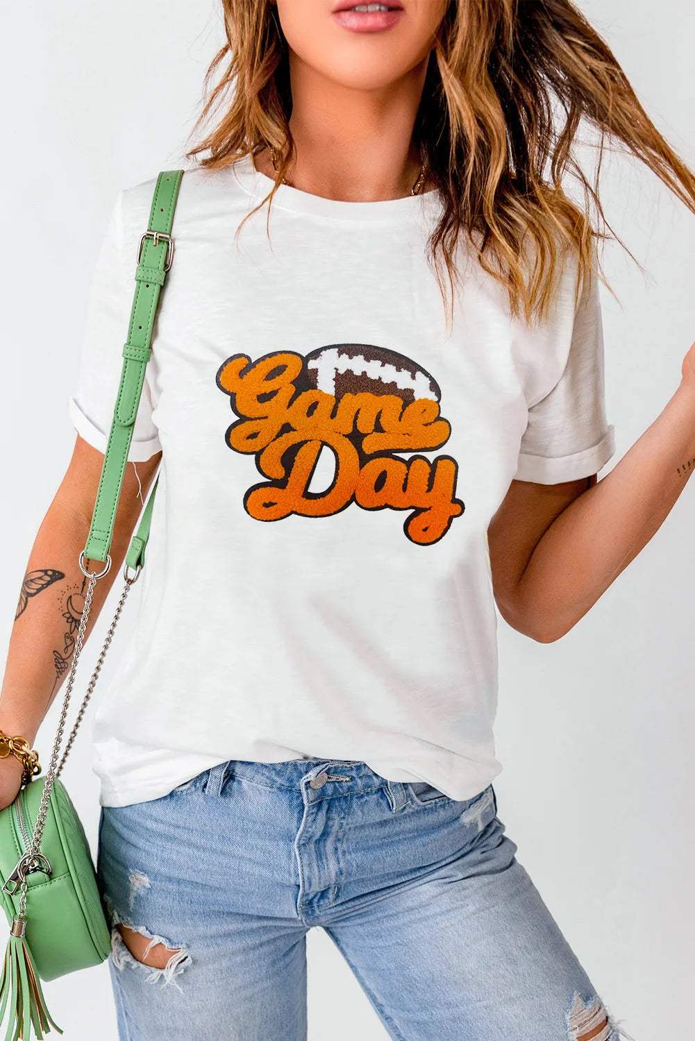 GAME DAY Round Neck Short Sleeve T-Shirt - Charming Charlie