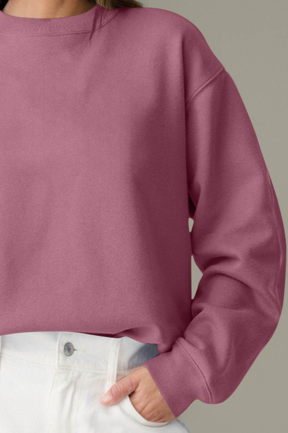 Round Neck Long Sleeve Sweatshirt - Charming Charlie