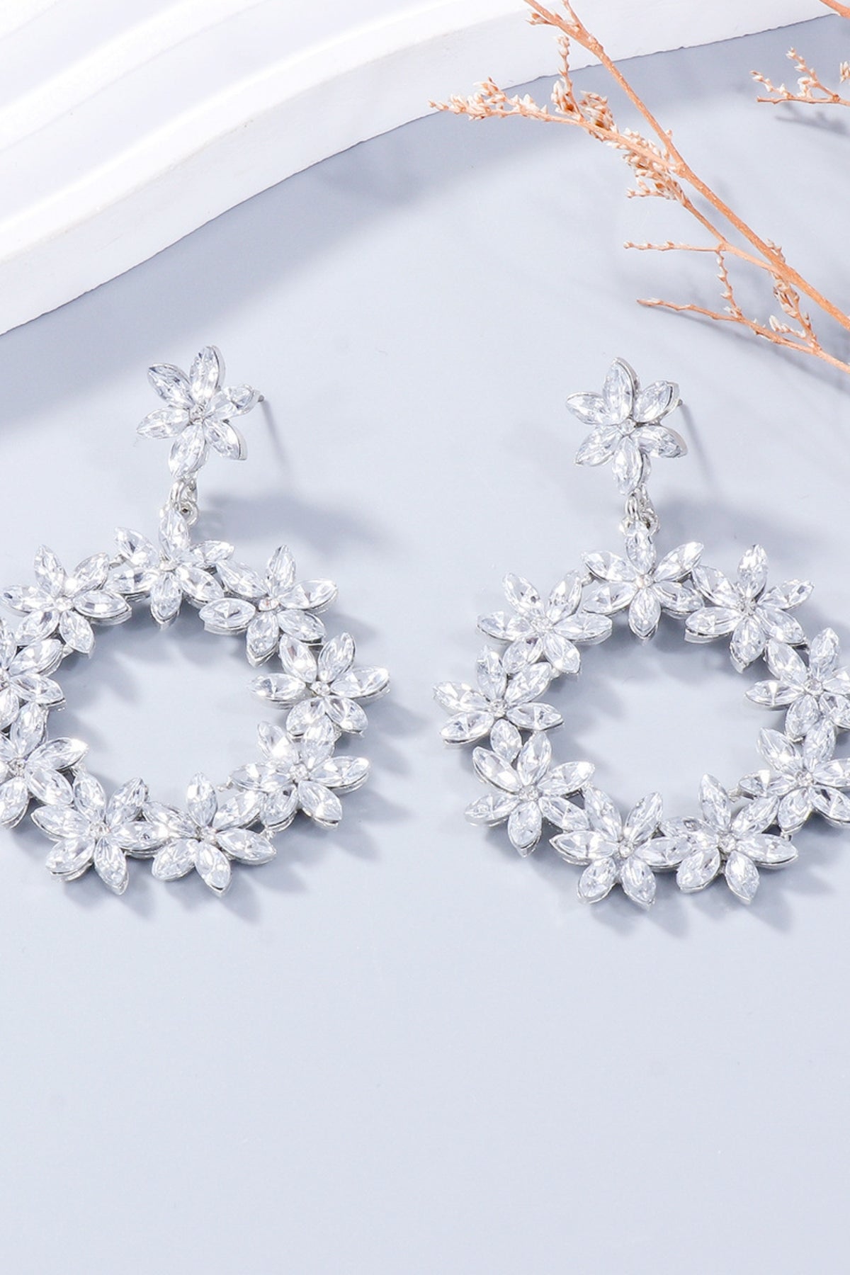 Rhinestone Flower Dangle Earrings - Charming Charlie
