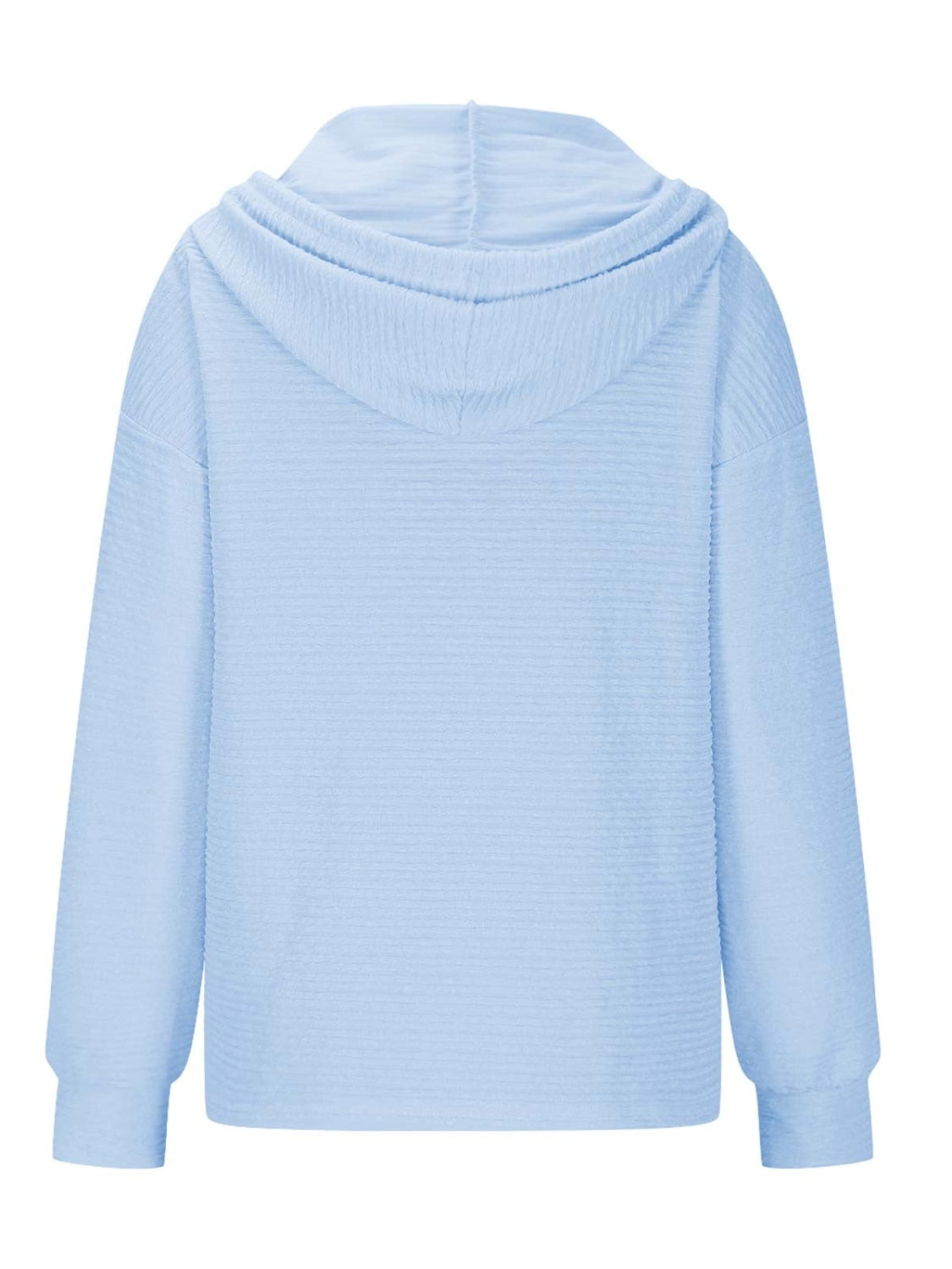 Drawstring Quarter Button Long Sleeve Hoodie - Charming Charlie