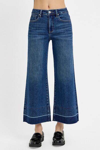 RISEN Full Size High Rise Crop Wide Leg Jeans main image 1