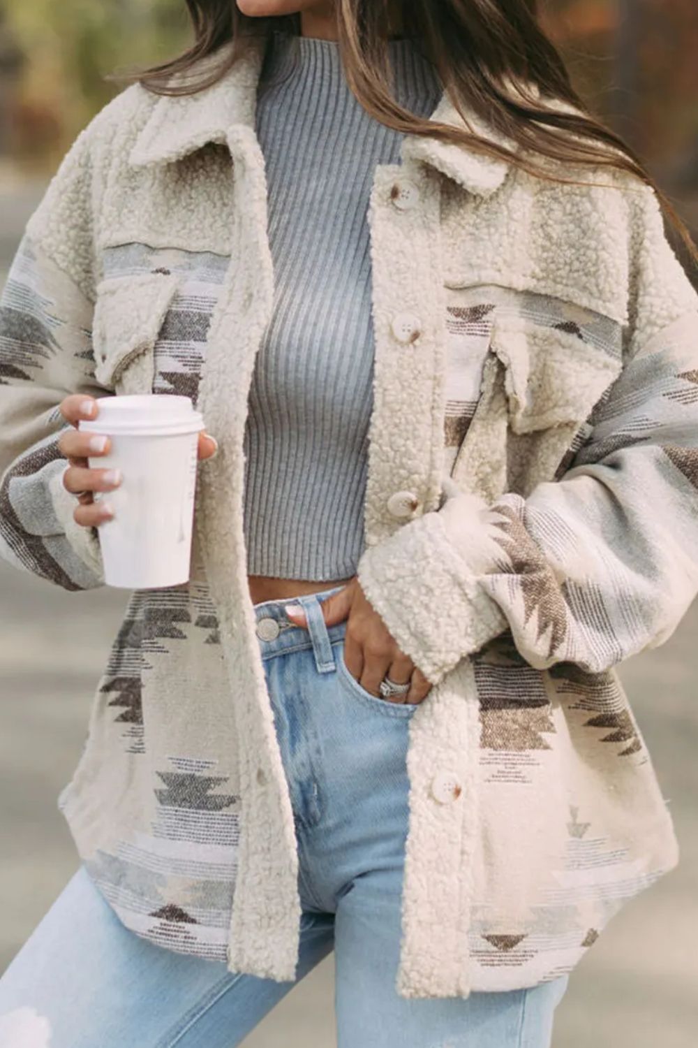Button Up Long Sleeve Jacket - Charming Charlie