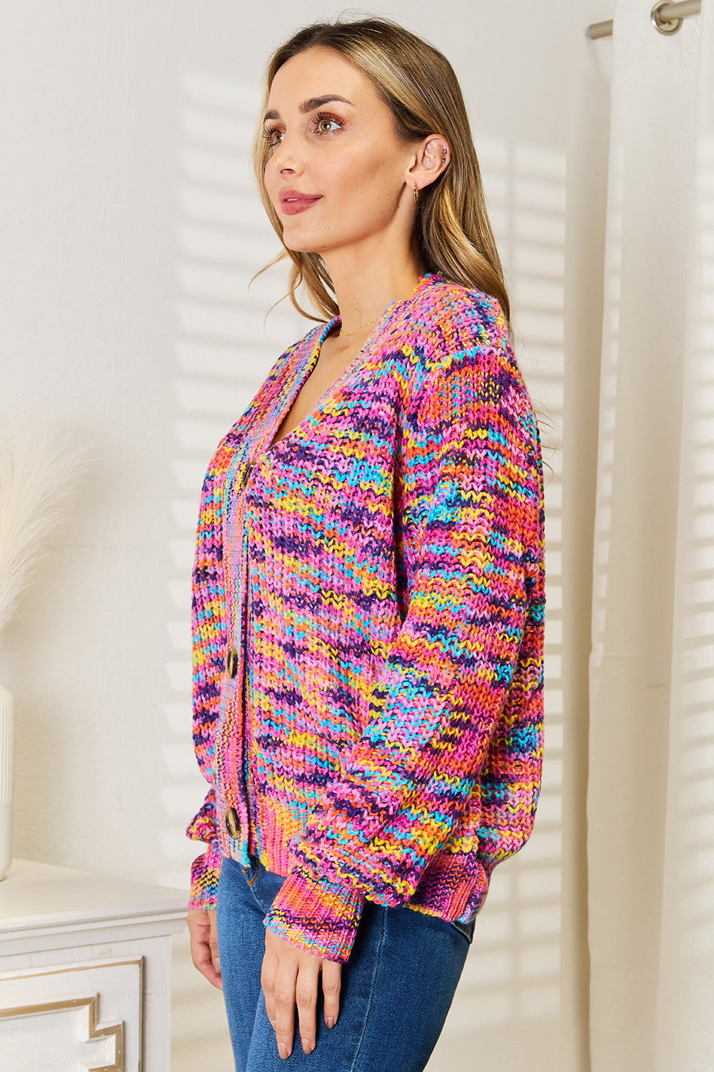 Angel Wings Woven Right V-Neck Long Sleeve Cardigan - Charming Charlie