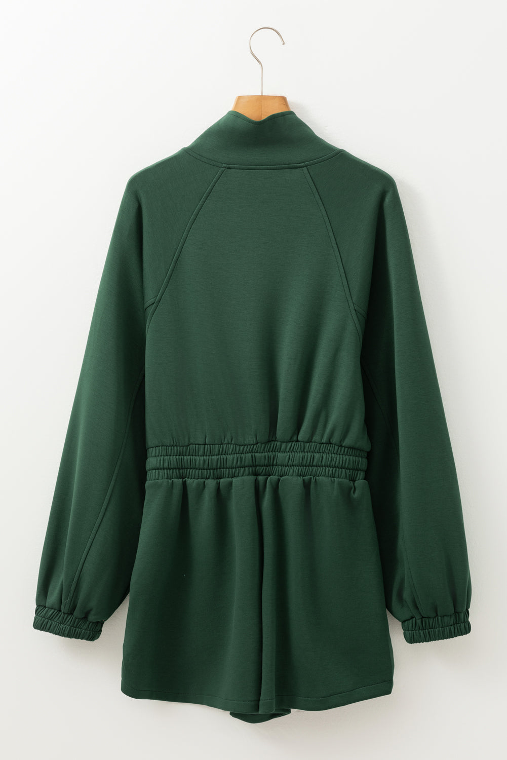 Drawstring Half Zip Long Sleeve Romper - Charming Charlie