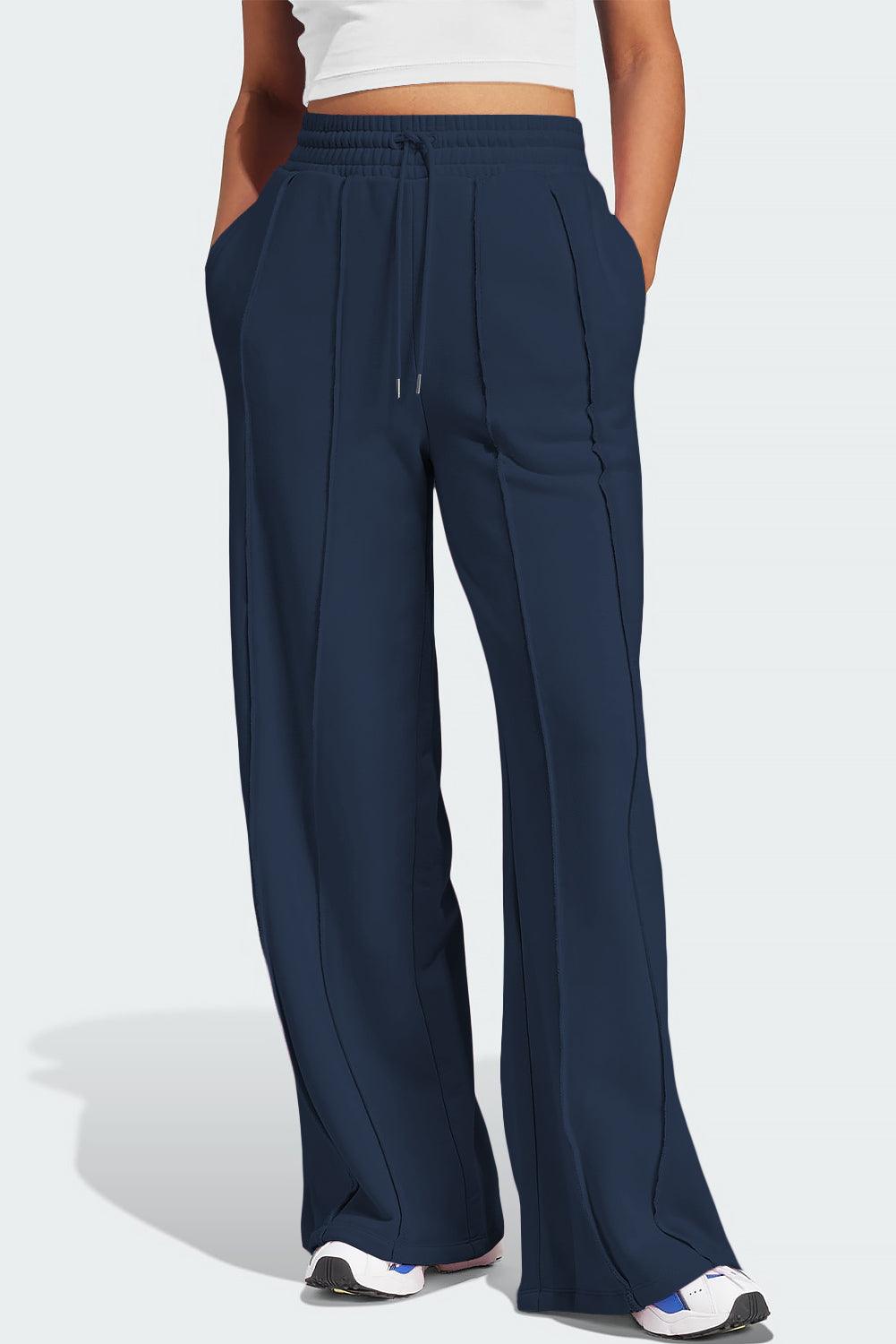 Drawstring Wide Leg Active Pants - Charming Charlie