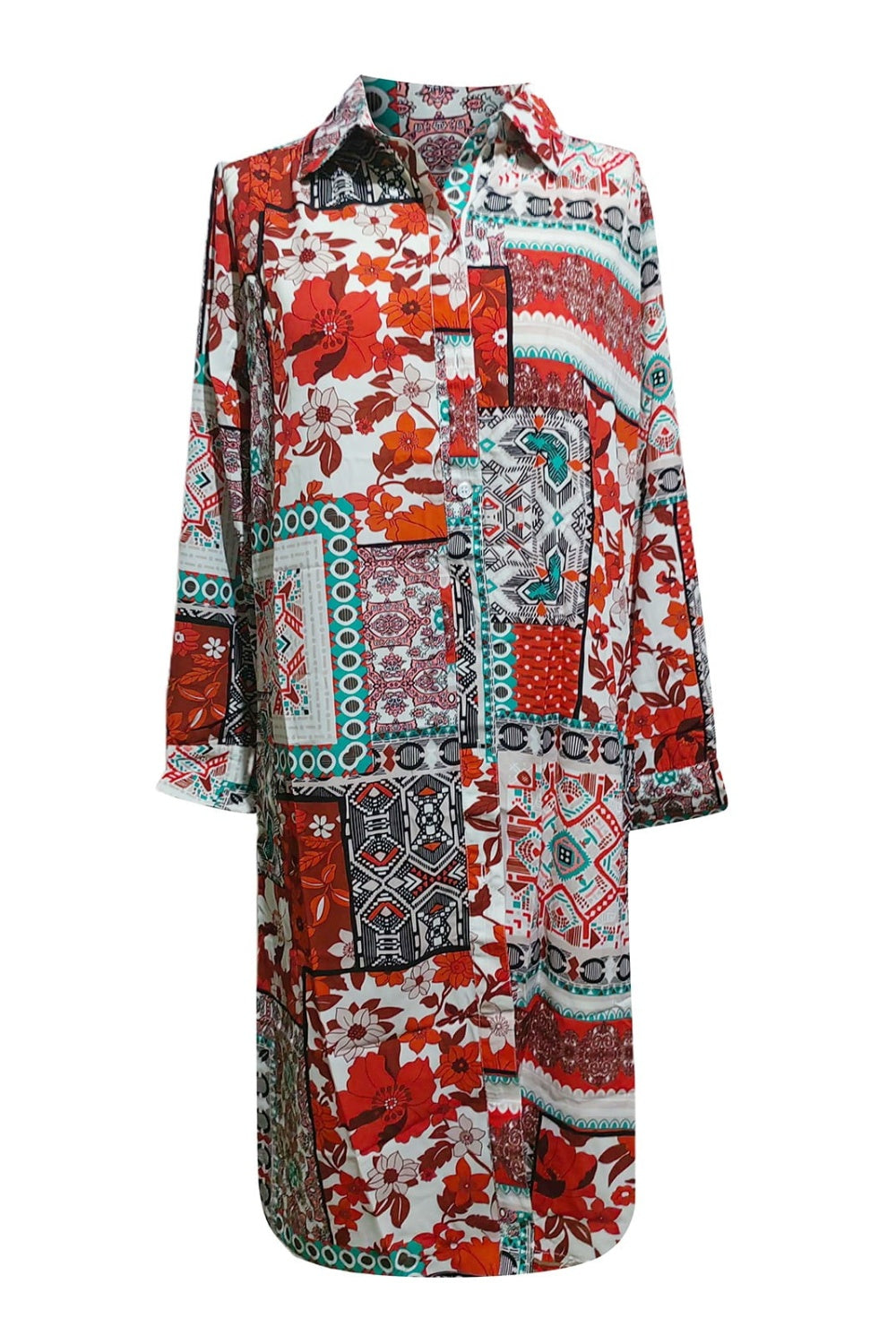 Printed Button Up Long Sleeve Cardigan - Charming Charlie