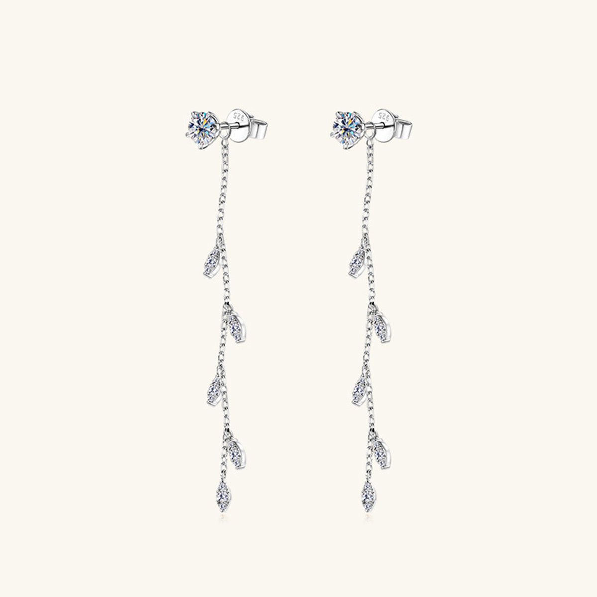 1.38 Carat Moissanite 925 Sterling Silver Leaf Earrings - Charming Charlie