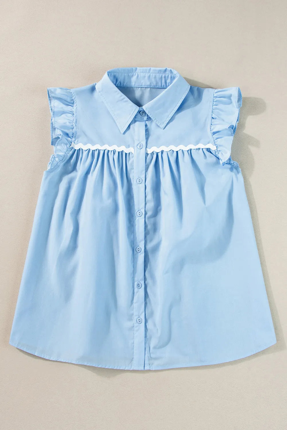 Ruffled Collared Neck Cap Sleeve Shirt - Charming Charlie