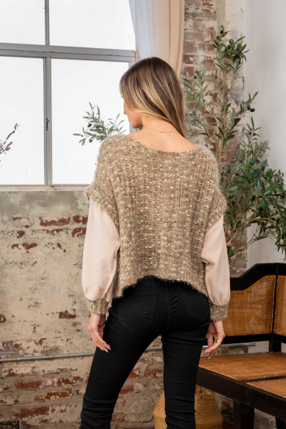 Sew In Love Full Size Fuzzy Long Sleeve Knit Top - Charming Charlie