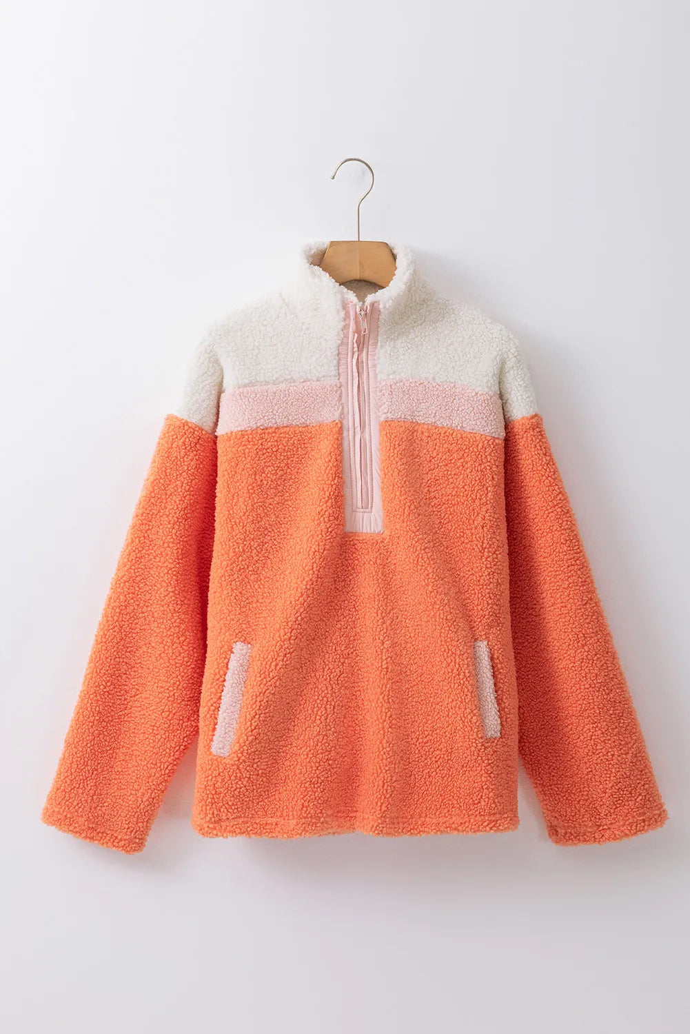 Contrast Half Zip Long Sleeve Sweatshirt - Charming Charlie