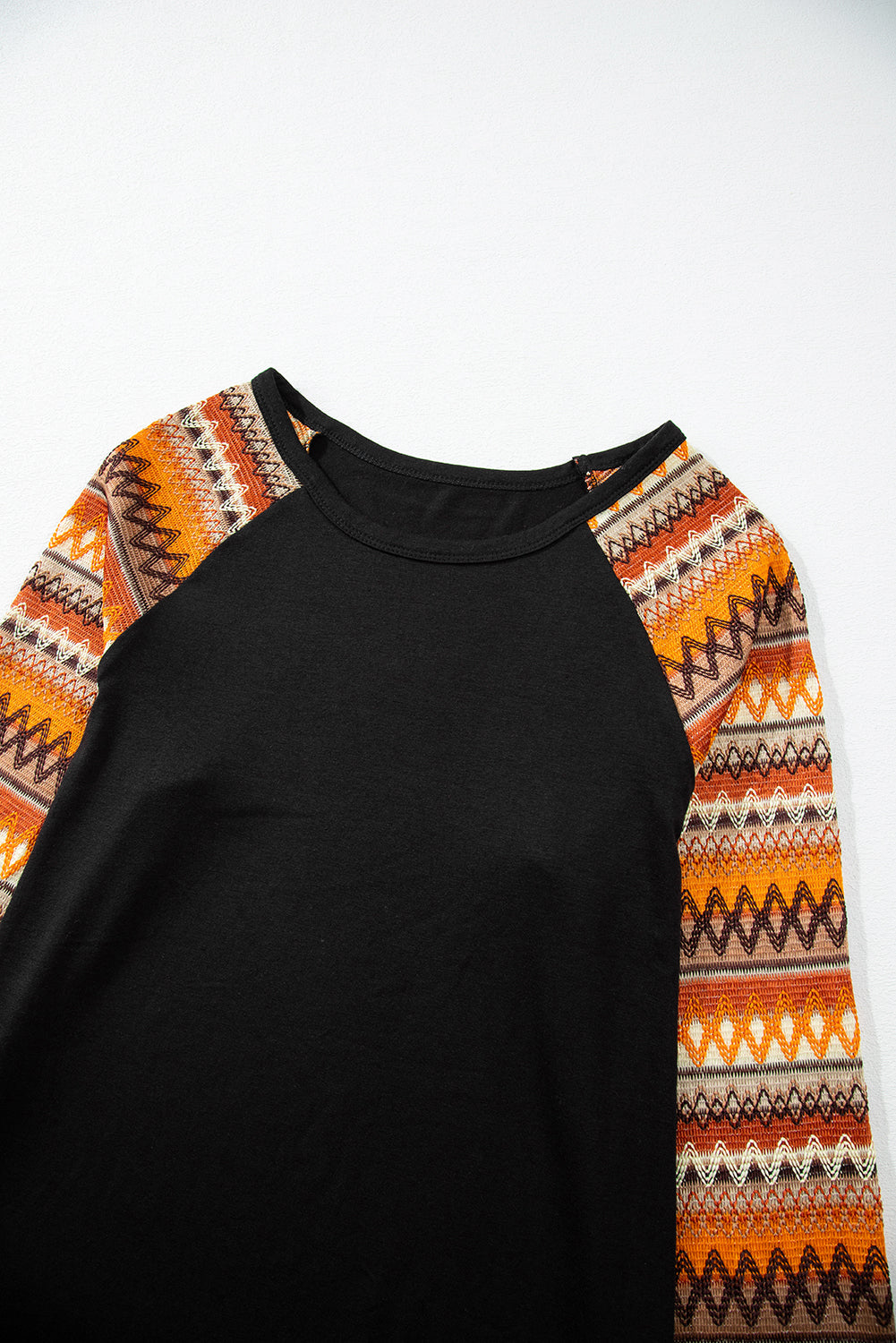 Printed Round Neck Raglan Sleeve Blouse - Charming Charlie