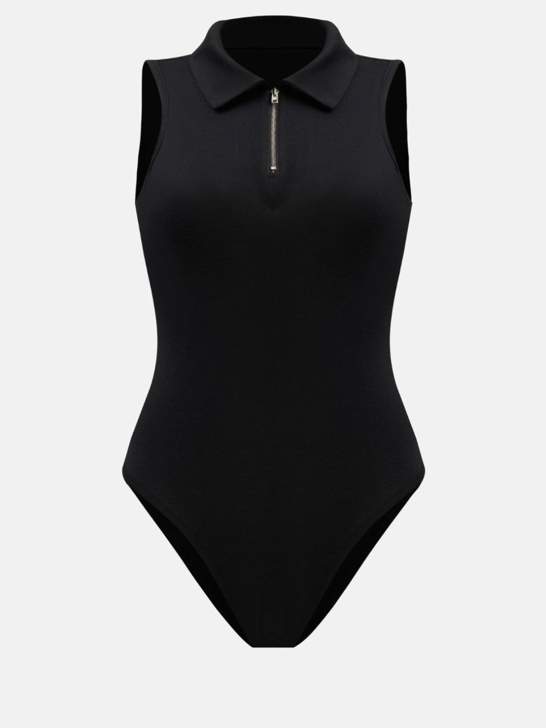 Quarter Zip Collared Neck Sleeveless Bodysuit - Charming Charlie