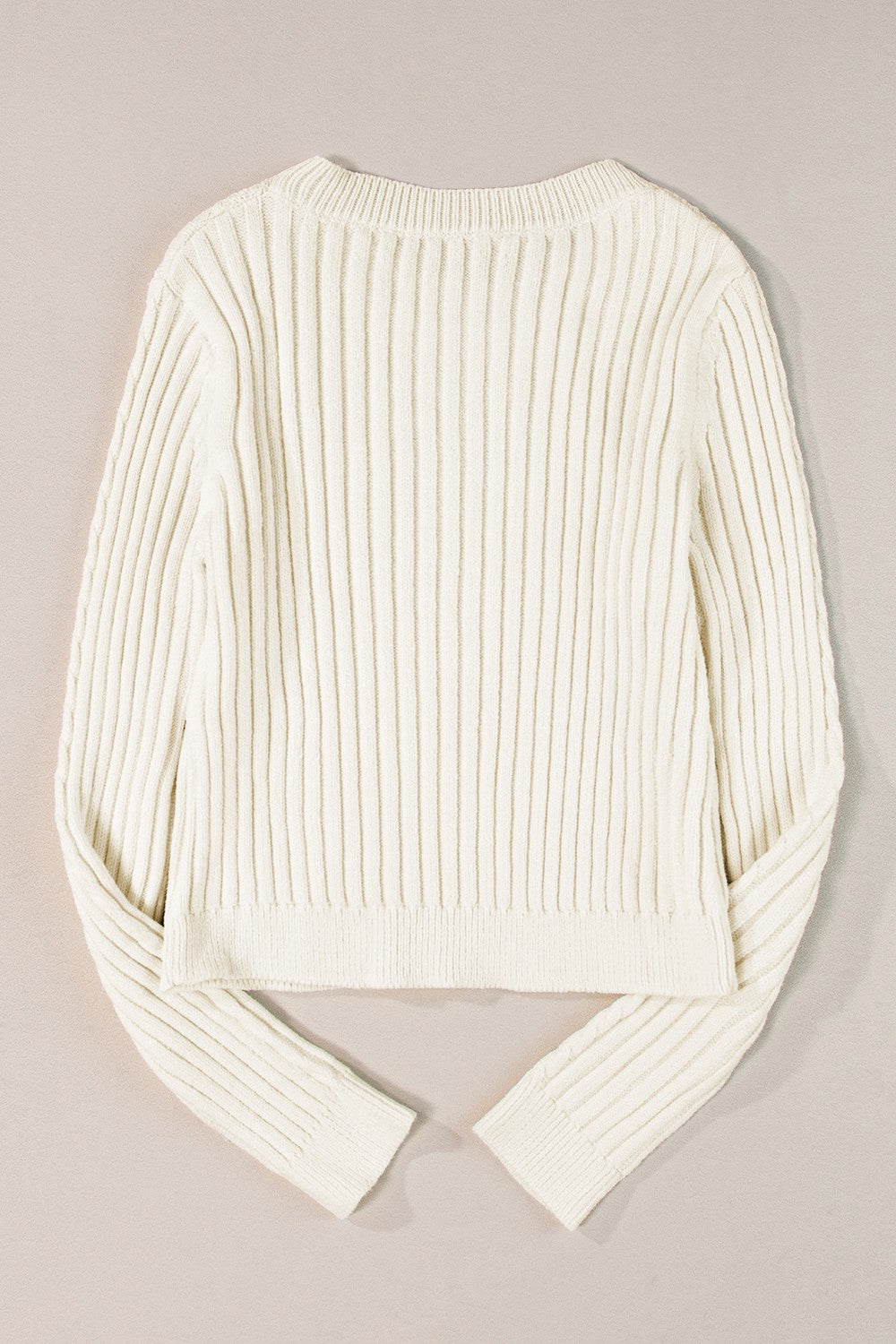 Cable-Knit Round Neck Long Sleeve Sweater - Charming Charlie