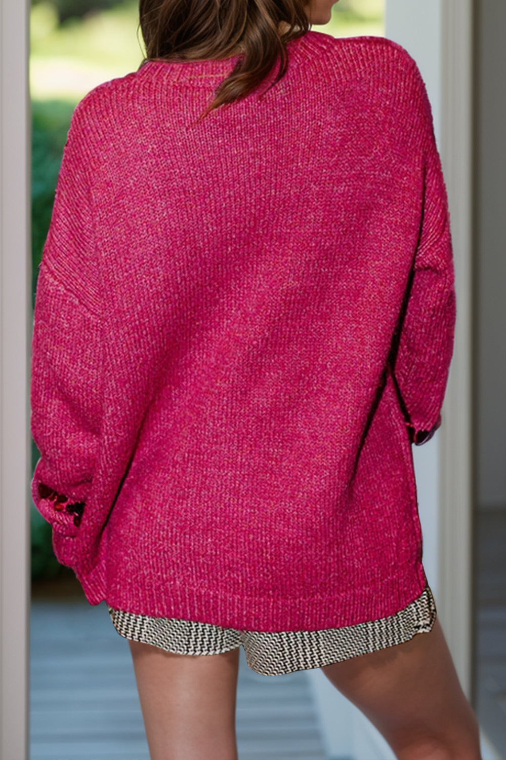 Sequin Round Neck Long Sleeve Sweater - Charming Charlie