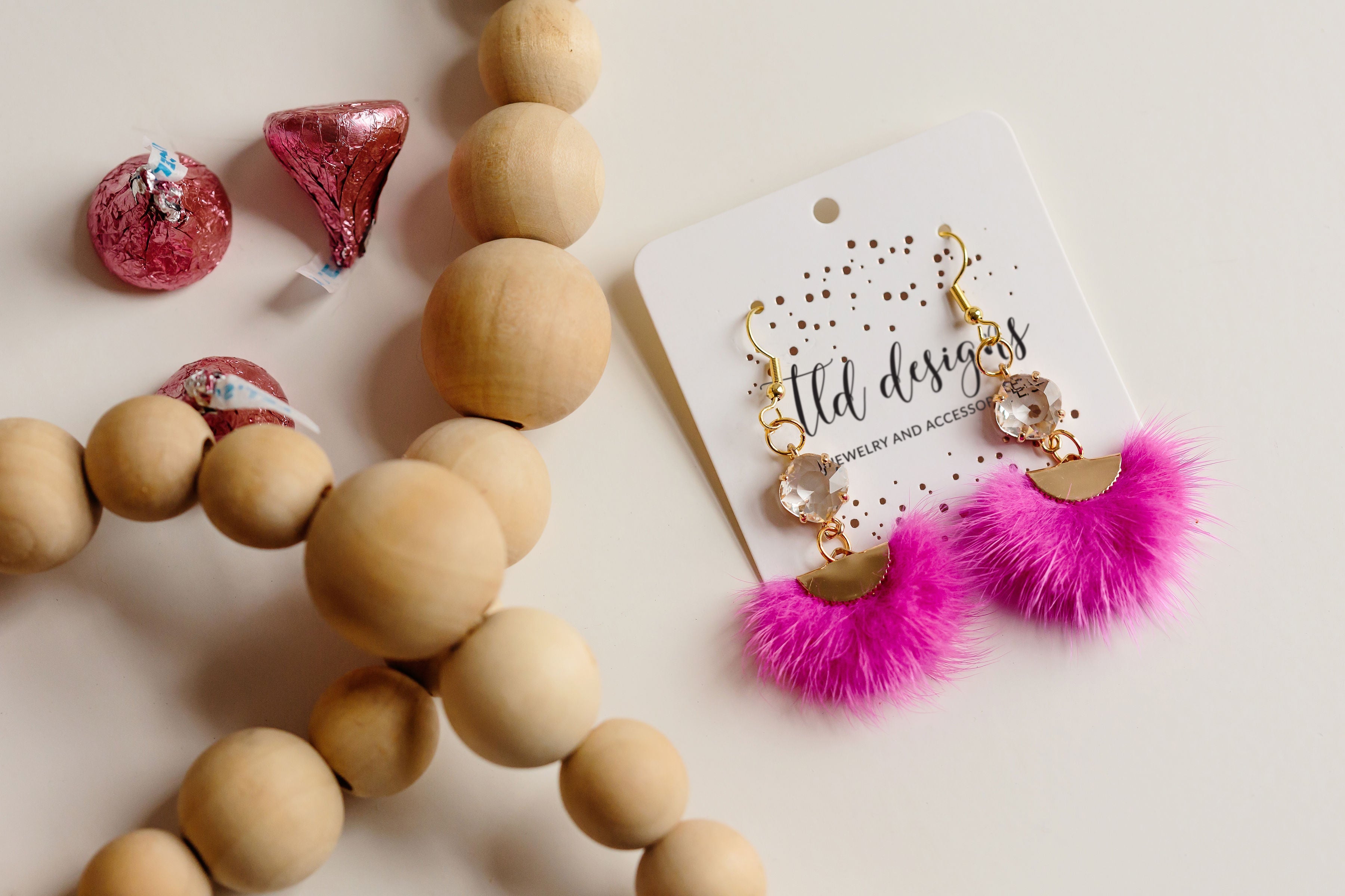 Hot Pink Dangle Puffs - Charming Charlie