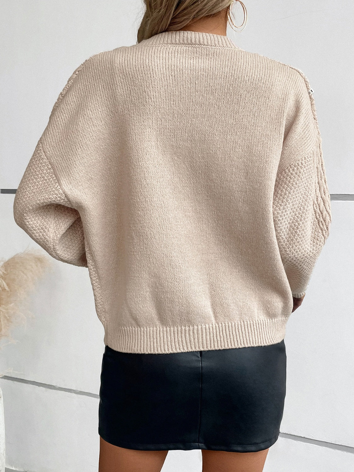 Cable-Knit Round Neck Button Up Cardigan - Charming Charlie